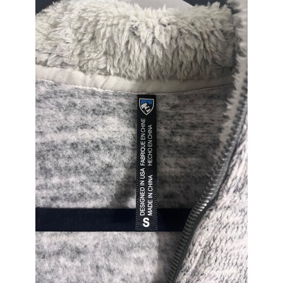 KUHL Women Alaska Full Zip Hoodie Jacket Sherpa Trim Grey/Cream size Small - Picture 4 of 14